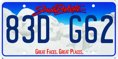 SD license plate 83DG62