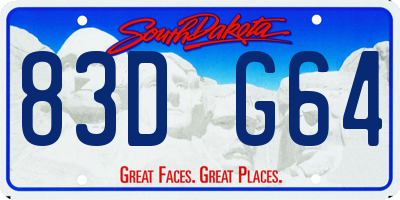 SD license plate 83DG64