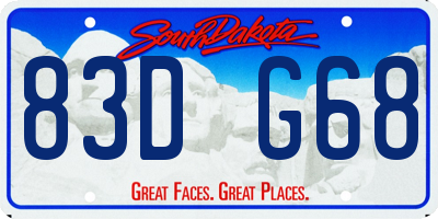 SD license plate 83DG68
