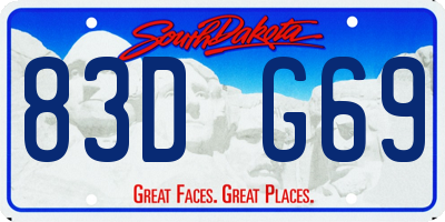 SD license plate 83DG69