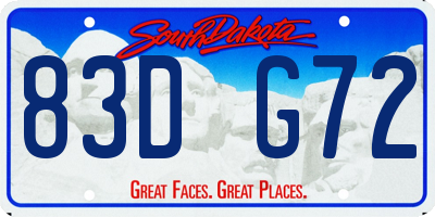 SD license plate 83DG72