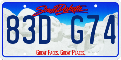 SD license plate 83DG74