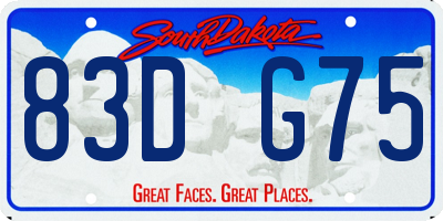 SD license plate 83DG75
