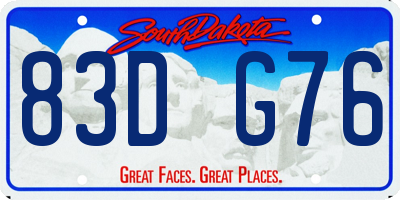 SD license plate 83DG76