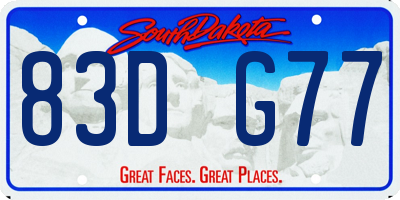 SD license plate 83DG77