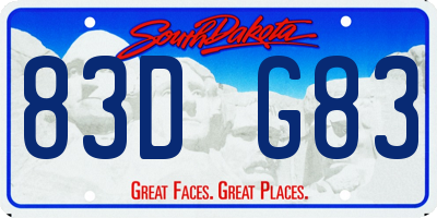 SD license plate 83DG83