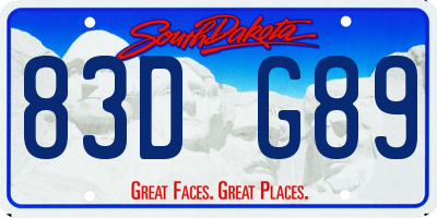 SD license plate 83DG89
