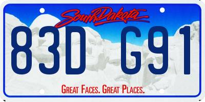 SD license plate 83DG91