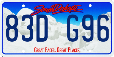 SD license plate 83DG96
