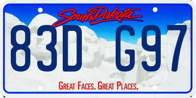 SD license plate 83DG97