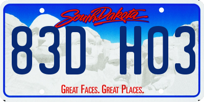 SD license plate 83DH03