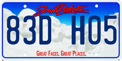 SD license plate 83DH05