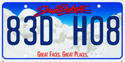 SD license plate 83DH08