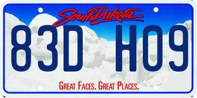 SD license plate 83DH09
