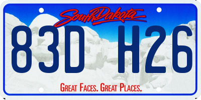 SD license plate 83DH26