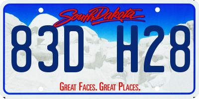 SD license plate 83DH28