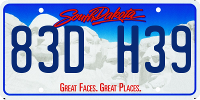 SD license plate 83DH39