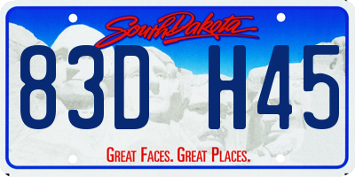 SD license plate 83DH45