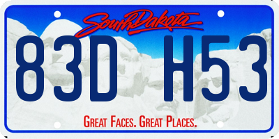 SD license plate 83DH53