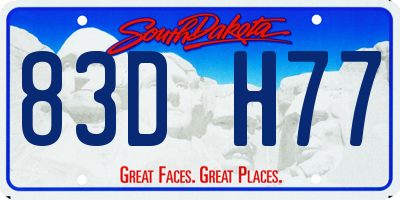 SD license plate 83DH77