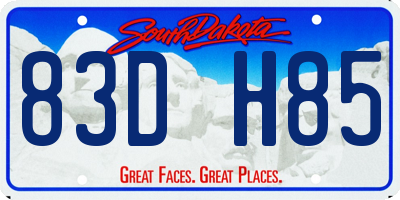SD license plate 83DH85