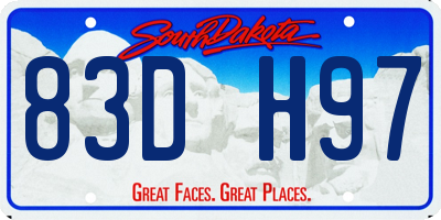 SD license plate 83DH97