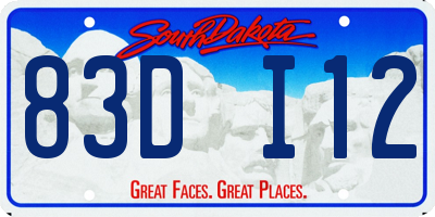 SD license plate 83DI12