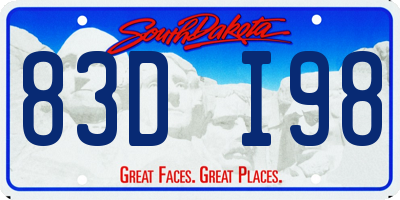 SD license plate 83DI98