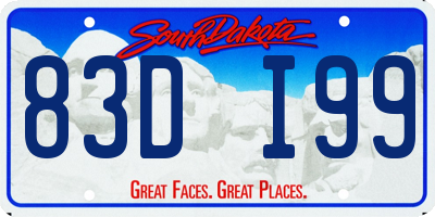 SD license plate 83DI99