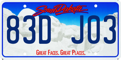 SD license plate 83DJ03