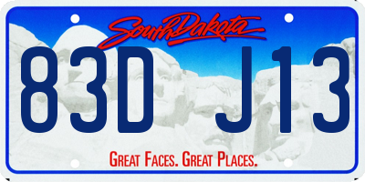 SD license plate 83DJ13