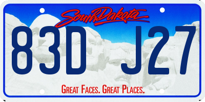 SD license plate 83DJ27