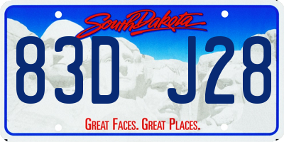 SD license plate 83DJ28