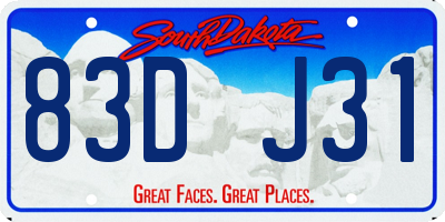 SD license plate 83DJ31