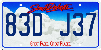 SD license plate 83DJ37