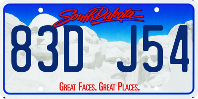 SD license plate 83DJ54