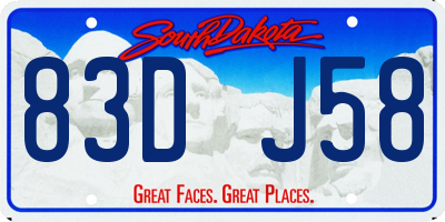 SD license plate 83DJ58