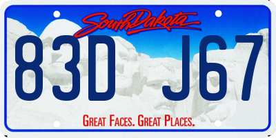 SD license plate 83DJ67