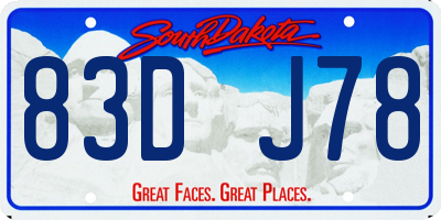 SD license plate 83DJ78