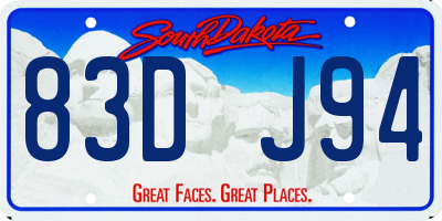 SD license plate 83DJ94