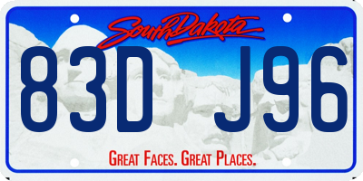 SD license plate 83DJ96