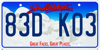 SD license plate 83DK03