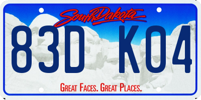 SD license plate 83DK04