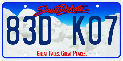 SD license plate 83DK07