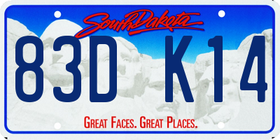 SD license plate 83DK14