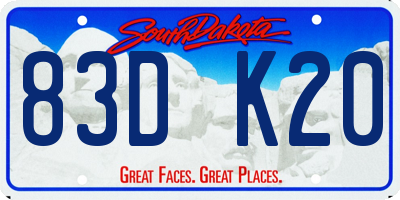SD license plate 83DK20