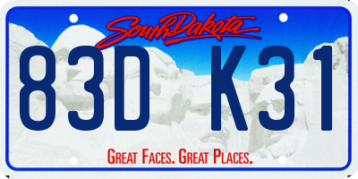 SD license plate 83DK31