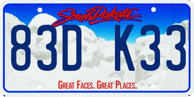 SD license plate 83DK33