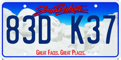 SD license plate 83DK37