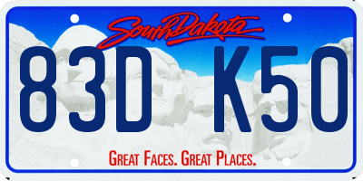 SD license plate 83DK50